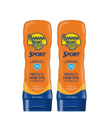Banana Boat Sport Ultra Lotion Sunscreen Broad Spectrum SPF 30 8oz each Twin Pack
