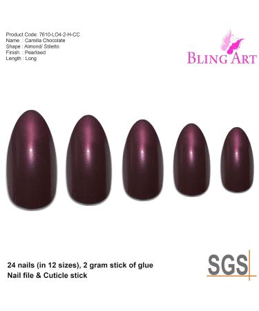 Buy Brown Glitter Almond Stiletto False Nails | Bling Art Long Acrylic Tips for Stunning Nail Art - Shop Internationally - Buy Online on GoSupps.com