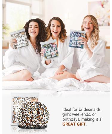 Mikimini Leopard Large Shower Hoods 2-Pack | Waterproof & Washable Shower Caps for Long Hair with Black Lace - XL Size for Women - Buy Online on GoSupps.com