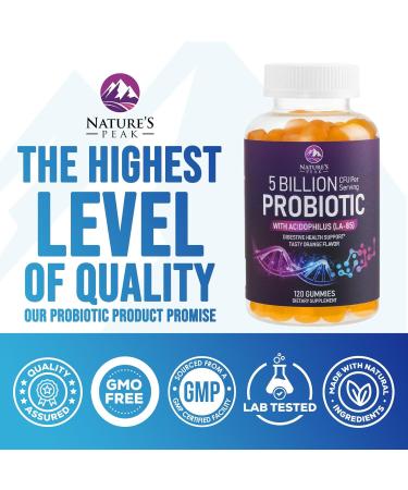 Probiotic Gummies 5 Billion CFU - Top 6 Pro Biotic Strains - Daily Probiotic Gummy Supplement for Women Men & Teens - Natural Digestive Health Good Gut & Immune Support - Orange Flavor - 120 Count 120 Count (Pack of 1) - Buy Online on GoSupps.com