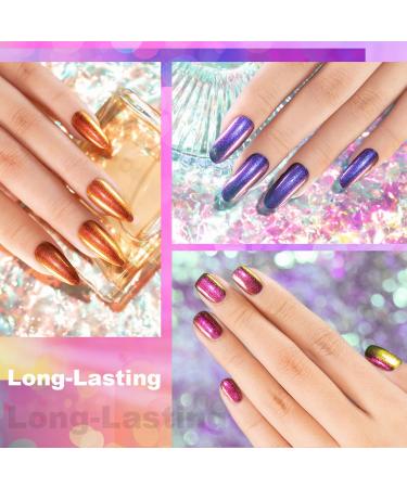 RARJSM Chameleon Gel Nail Polish Set - 6pcs Multichrome Color Changing Shimmer Glitter - Dark Blue Purple Orange Green - 7.5ml Soak Off Chrome Varnish for Stunning Nail Art - Buy Online on GoSupps.com