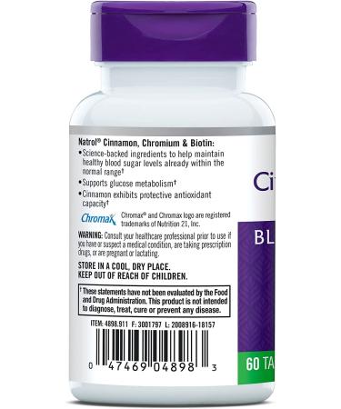 Natrol Cinnamon Chromium Biotin Tablets - 60 Count for Metabolism Support - Buy Online on GoSupps.com