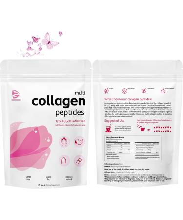 Multi Collagen Protein Powder Multi Collagen Peptides Types i ii iii v x Hydrolyzed Collagen Peptides with Hyaluronic Acid Biotin & Vitamin C Unflavored Collagen Peptides (1) - Buy Online on GoSupps.com