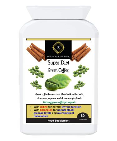 Super Diet Green Coffee Bean Extract 8000mg 60 Capsules Fitness & Energy Vegan Gluten Free Dairy Free Natural Supplement Super B Plus Group Ltd