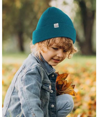 Hat Hut Toddlers Satin Lined Beanie - Kids Winter Knit Hat for Boys and Girls, Cuffed Beanie with Silk Lining - One Size, Monterey Blue - Buy Online on GoSupps.com