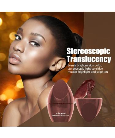 Bronzer Contour Cream Four Shades Shimmer Bronzing Liquid Waterproof Longwear Bronzer Makeup Face Body Glow Liquid Highlighter Brighten Concealer for Women Girls Zcsxk 04 Red Brown with Pearl - Buy Online on GoSupps.com