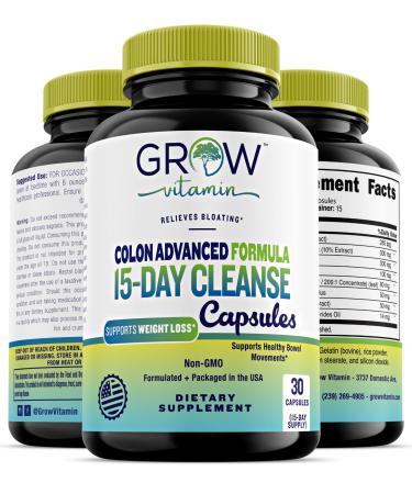Colon Advanced Formula 15 Day Cleanse - Herbal Colon Formula Next Day Results A Natural Laxative Non-GMO Made in The USA 15 Day Supply 30 Capsules
