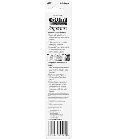 GUM Supreme Regular Soft Manual Toothbrsuh 1ct colour varies - Buy Online on GoSupps.com