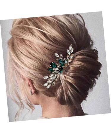 Ipetboom Bridal Comb Crystal Hair Comb Hair Side Flower Hair Combs Green Rhinestone Hair Clip Crystal Headpiece Styling Hair Clips Alloy Western Style Accessories Dinner Party - Buy Online on GoSupps.com