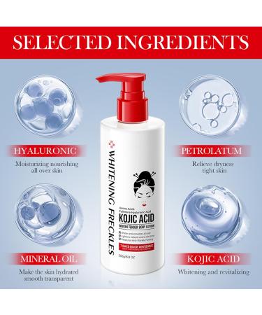 Lotion claircissante L'acide Kojic Pour Le Corps 250 G Cr me Hydratante Et claircissante Pour Une Peau Radieuse Absorption Rapide Pour Hommes Et Femmes Pour Peaux S ches Et Sombre - Buy Online on GoSupps.com