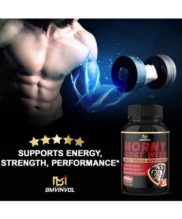 Horny Goat Weed Capsules 7000mg Herbal Blend with Maca, Ginseng, Tribulus Terrestris, Ashwagandha - Energy & Performance Support - 3 Months Supply - Buy Online on GoSupps.com
