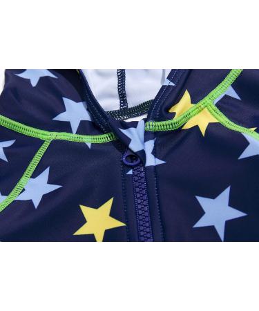 BONVERANO Baby Boys Swimsuit 18-24 Months | Yellow Star One Piece Full-Zip Hoodie Bathing Suit with UPF 50+ Sun Protection - Buy Online on GoSupps.com