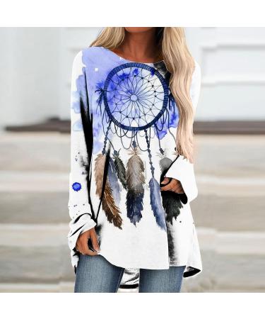Women's Plus Size Dream Catcher Feathers Tunic Top - Blue, Small - Buy Online on GoSupps.com