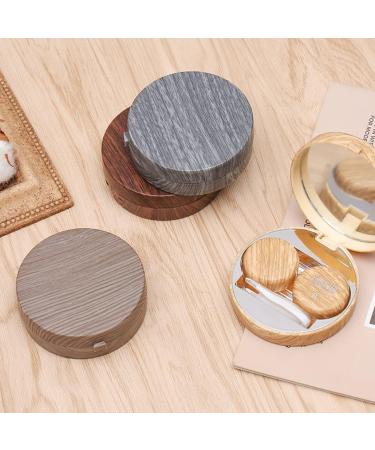 Retro Wood Grain Contact Lens Container | Beige Cosmetic Box for Myopia Glasses | Stylish Double Box - Buy Online on GoSupps.com