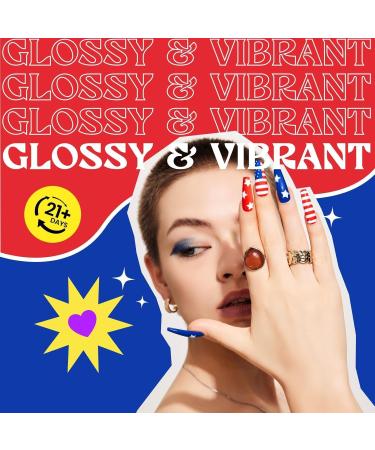 4th of July Gel Nail Polish Set - Red Blue Gold & Silver Glitter | UV Light Cured | Perfect Independence Day Nail Art Gift - Buy Online on GoSupps.com