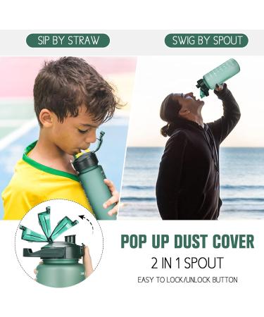Codicile 2 Pack Sports Water Bottles - BPA-Free 2L & 750ml with Time Marking & Straw for Gym - Motivational Moonlight Design - Buy Online on GoSupps.com