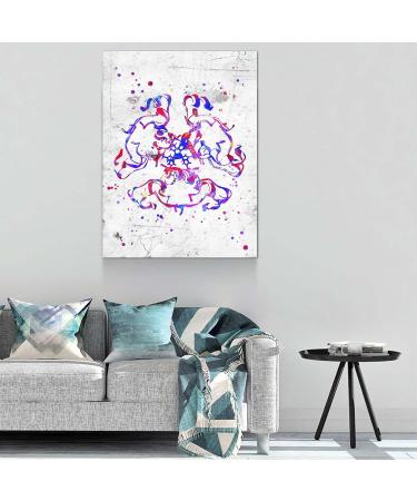 Insulin Structure Watercolor Print - Endocrinology Wall Art for Living Room Decor - Diabetes Hormone Art - 8x12 Framed Canvas Print - Buy Online on GoSupps.com