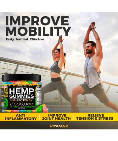 Vitamax Natural Hemp Gummies - 100ct Sugar Bears for Rest & Relaxation - Made in USA - Calming, Assorted Fruit Flavors - Buy Online on GoSupps.com