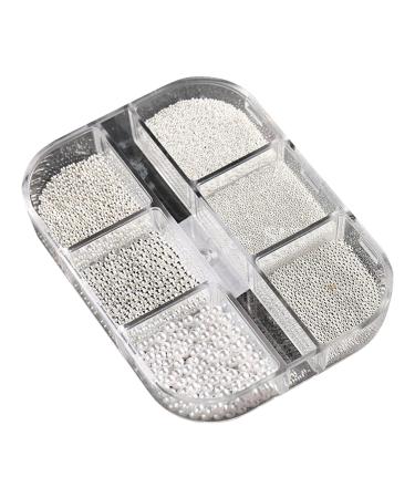 FEIlei 6 Grids 3D Pearl Nail Charms for Acrylic Nails Steel Beads Nail Pearl Mixed Nail Art Craft DIY Nail Decorations 6gzs