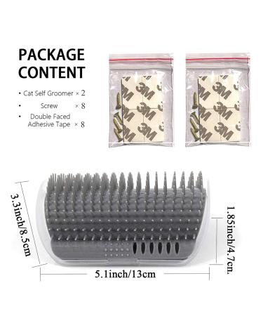 Kingtree Cat Self Groomer 2 Pack - Wall Corner Brushes for Cats - Soft Cat Scratcher and Grooming Massage Combs - Long and Short Fur Cats and Kittens - Pet Groomer and Massager Brush for Indoor Pets - Gray - Buy Online on GoSupps.com