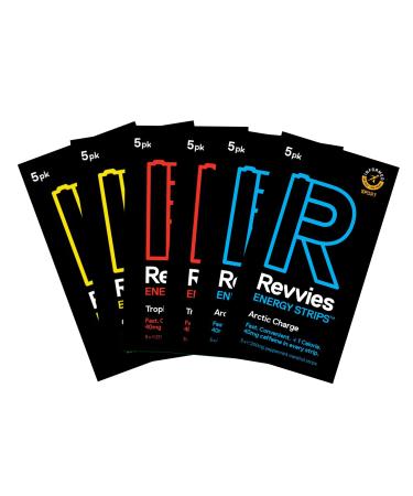 Revvies Energy Strips | Ultimate Sampler Pack | 30 Strips | 40mg Caffeine Strip | 2 Strip Coffee/Energy Drink | Less Than 2 Calories | Vegan | 6 x 5PK