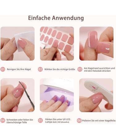 Danni & Toni Half Hardened Gel Nail Foils - Rosy Cheeks Pink Gradation | UV Nail Sticker Wraps for Christmas Gifts - Self-Adhesive Nail Design (28 Stickers) - Buy Online on GoSupps.com