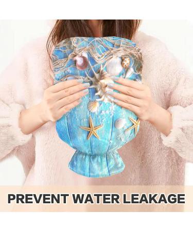 NAANLE Wood Sea Stars Shells Hot Water Bottle 2L - Transparent Large Heat & Cold Therapy for Pain Relief Ideal for Bed Hands & Feet - Buy Online on GoSupps.com