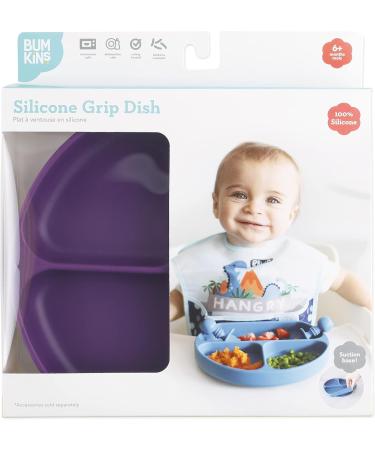 Bumkins Silicone Grip Dish Suction Plate - Purple | BPA-Free, Microwave & Dishwasher Safe | Divided Toddler Plate - Buy Online on GoSupps.com