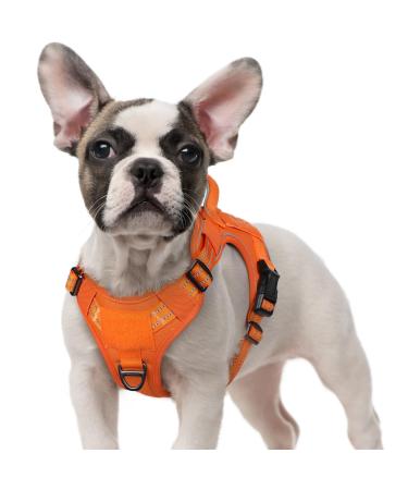 Rabbitgoo dog harness Small dogs anti -train crockery dog adjustable with handles widened robust and wear -resistant tactical dog harness with metal buckles for hiking (S Orange) S (1 Pack) Orange