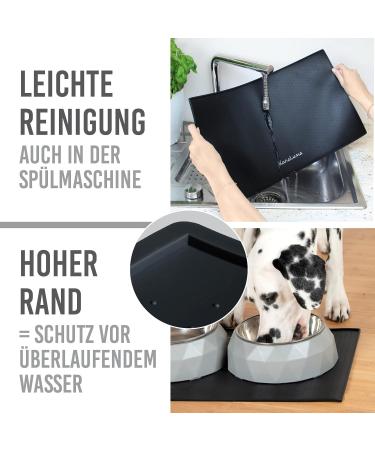 KaraLuna Premium Silicone Bowl Mat - 48x30cm Black Curved Design for Pet Bowls | International Shipping Available - Buy Online on GoSupps.com
