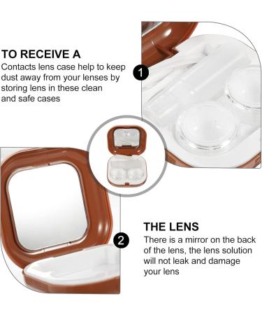 Buy Gatuida Box with 2 Contact Lens Containers & Makeup Mirror - Travel-Friendly Brown Case for Eye Contacts | 7.3x7.3x2.6cm - Buy Online on GoSupps.com