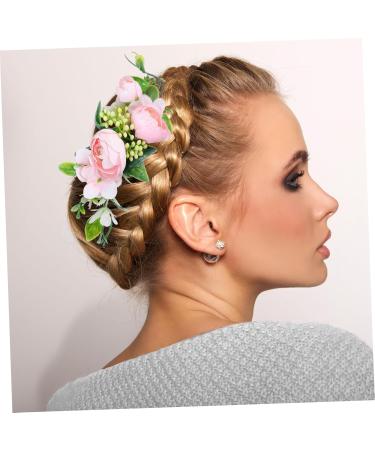 Angoily 1pc Hair Comb Tiara Hair Pin Hair Clip Bridesmaid Hair Accessories Floral Bridal Headpiece Hair Accessories for Photo Shoot Bride Wedding Headdress Bride Headdress Pink - Buy Online on GoSupps.com