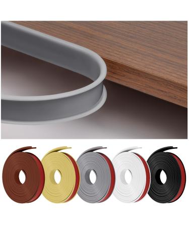 flintronic 3m*12mm U-Shape Flexible Furniture Edge Banding Baby Safty Baby Edge Protector Self Adhesive TPE Wood Edging Tape DIY Furniture Edge Trim for Table Cabinet Furniture Restoration Gray 3m*12mm