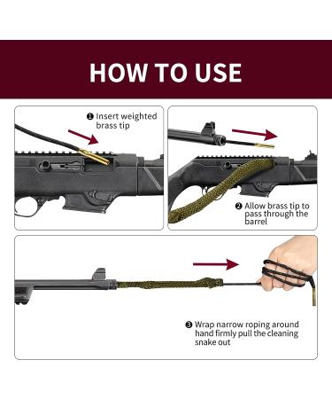 SABPACK Gun Snakes Cleaner for Pistol and Rifle Calibers - Shotgun 12GA, 9mm, .380cal, .38cal, .7.62mm, .30Cal, 308Cal - Brass Brushes - 1 Pack - Buy Online on GoSupps.com