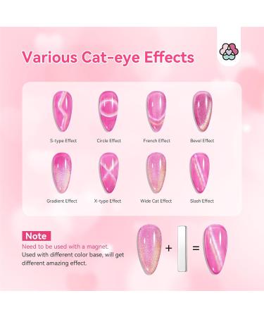 SAVILAND Cat Eye Gel Nail Polish Castor Oil Vitamin E: Double Flashes Effect Cateye Gel Polish Soak Off U V LED Cateye Magnet for Nails Magnetic Gel Nail Polish Nail Art Magnet Home DIY Nail Salon Pink - Buy Online on GoSupps.com