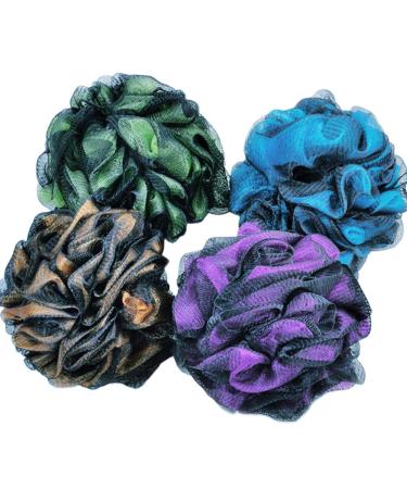 Lurrose Balls 4pcs Loofah and Shower Sponge Pouf Double Color Exfoliating Body Scrubber for Adult Kid Child Ballpit Bath