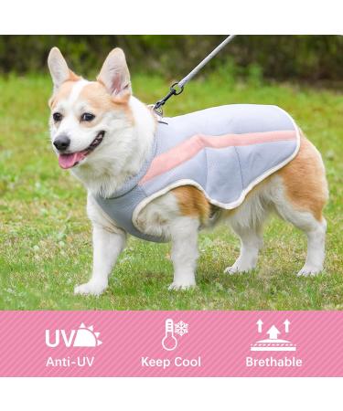 Kuoser Reflective Adjustable Dog Cooling Vest - Summer Sun Protection for Outdoor Activities - Gray & Pink - Buy Online on GoSupps.com