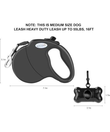 Dog Lead Retractable 5M Extendable Dog/Pet Leads/Leash with Waste Bag Dispenser and Poop Bags Extendable Tape Lead Belt for Dogs Pets Puppy up to 50KG/5m (110 lbs/16ft) 50kg-with waste bag Dispenser - Buy Online on GoSupps.com