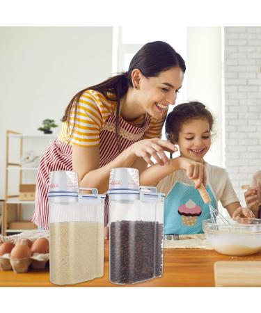 AKOLAFE 4 Pack Flour Container 5LB Pantry Food Storage Containers with Lids Airtight & Measuring Cup Small Air Tight Rice Holder Bin Plastic Cereal Grain Dispenser Kitchen for Sugar Dry Goods Pet Food - Buy Online on GoSupps.com