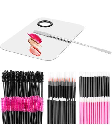 Makeup Mixing Palette with Spatula and 250PCS Disposable Makeup Applicators Tools Kit (Disposable Mascara Wands, Lipstick Applicators, Eyeliner Brushes)