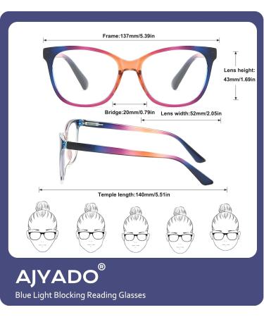 Ajyado Blue Light Blocking Reading Glasses for Men & Women - 3 Pack Anti-UV Enlarging Reader Glasses (Light Brown/Blue/Red 2.5x) - Buy Online on GoSupps.com