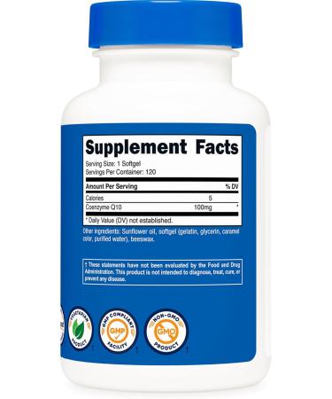 Nutricost CoQ10 Softgels - 100mg | Ultra Pure Gluten Free Non-GMO - 120 Servings | Best Absorption CoQ10 Supplement - Buy Online on GoSupps.com