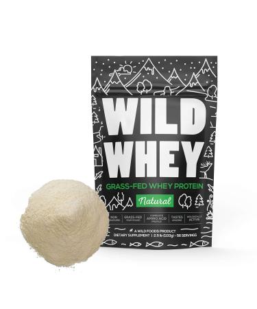 Wild Whey Grass-Fed Protein, Nondenatured Low Carb Cold Process, GMO-Free, Gluten-Free, rBGH-Free, Keto, Made in U.S.A, 56 Servings, 896g Protein (Natural/Unflavored - Bulk 2.5 Pound) Natural Bulk 2.5 Pounds