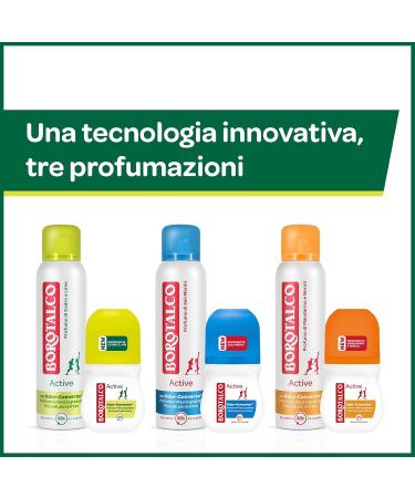  Borotalco Borotalco Active Roll-On Deodorant Yellow alcohol-free with odor-fighting molecules for gradual fragrance release cedar and lime scent deodorant for men and women 6 x 50ml bottles - Buy Online on GoSupps.com
