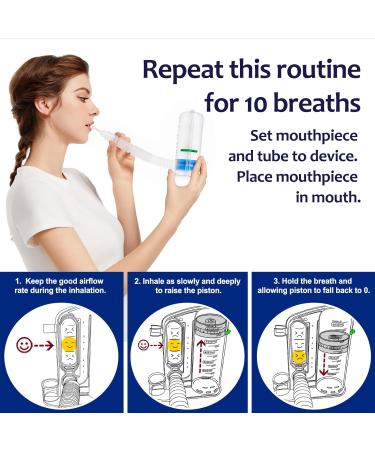 Lung Exerciser Device - 6000ML Breathing Trainer with Flow Rate & Scale Indicator for Improved Lung Health - Buy Online on GoSupps.com