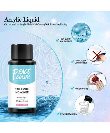 PEACECOLOR 30ML Acrylic Liquid Monomer Non-Yellowing Acrylic Liquid for Acrylic Powder Acrylic Nail Extensions and Carving Manicure Art Gift for Women Girls Nail Art DIY at Home Salon color 160 - Buy Online on GoSupps.com