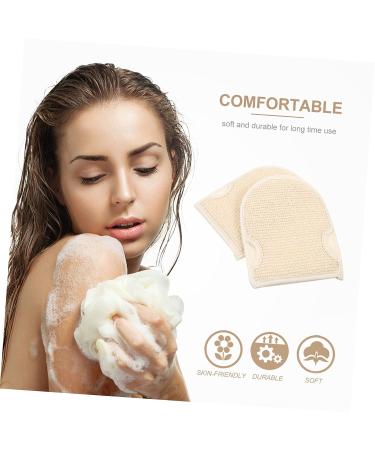 JEWEDECO 2pc Cotton Linen Bath Towel & Body Scrubber Set - Exfoliating Glove, Loofah Sponge, Shower Scrubber for Bathing - Buy Online on GoSupps.com