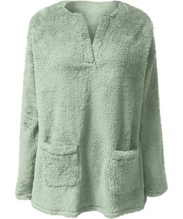 AMhomely Women's Plus Size Double Fleece Hoodie - Soft Teddy Fleece Pullover with Pocket, V Neck, and Winter Lightweight Lounge Top in Green XXL - Buy Online on GoSupps.com