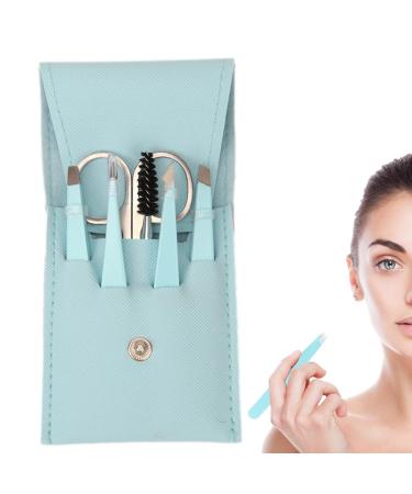 Eyebrow Shaping Kit 6-Piece Brow Scissors Eyebrow Grooming Kit with Travel Case Eyebrow Scissors with Comb for Ingrown Hair Hair Plucking Daily Pochy Enchantress Blue 6-piece Set