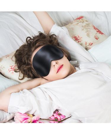Buy Gritin Silk Sleep Mask - 100% Natural Skin-Friendly Eye Mask for Side Sleepers with Adjustable Straps & Earplugs - Dark Black | International Shipping - Buy Online on GoSupps.com